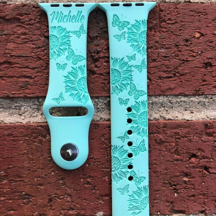 Butterfly Sunflower Watch Band ,Laser Engraved