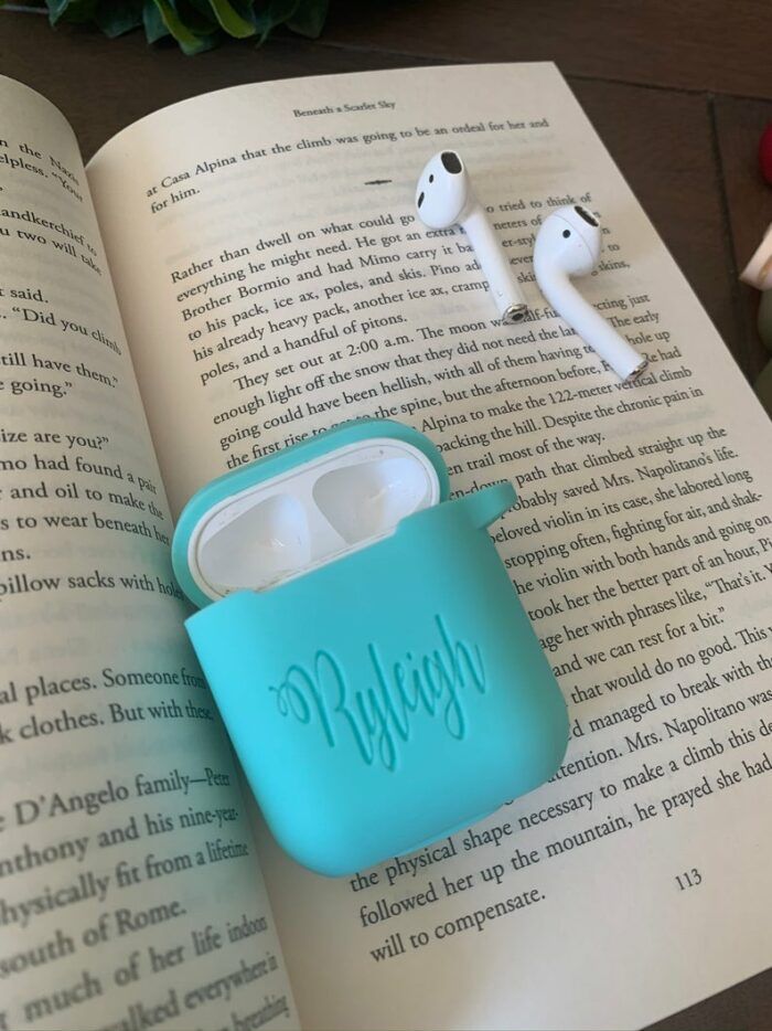 Monogram AirPod Case Keychain,  Name Airpods Pouch,