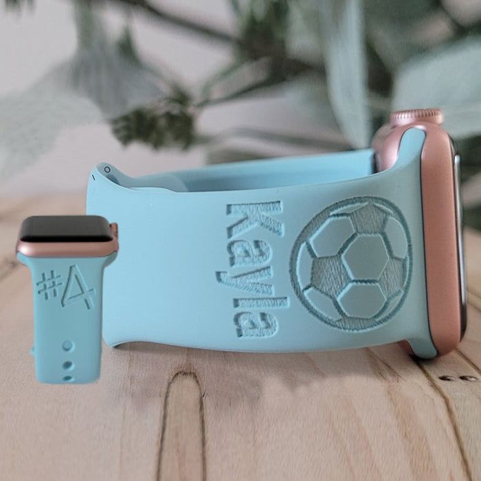 Engraved Silicone Watch Band SOCCER BALL,Apple  Watch Band