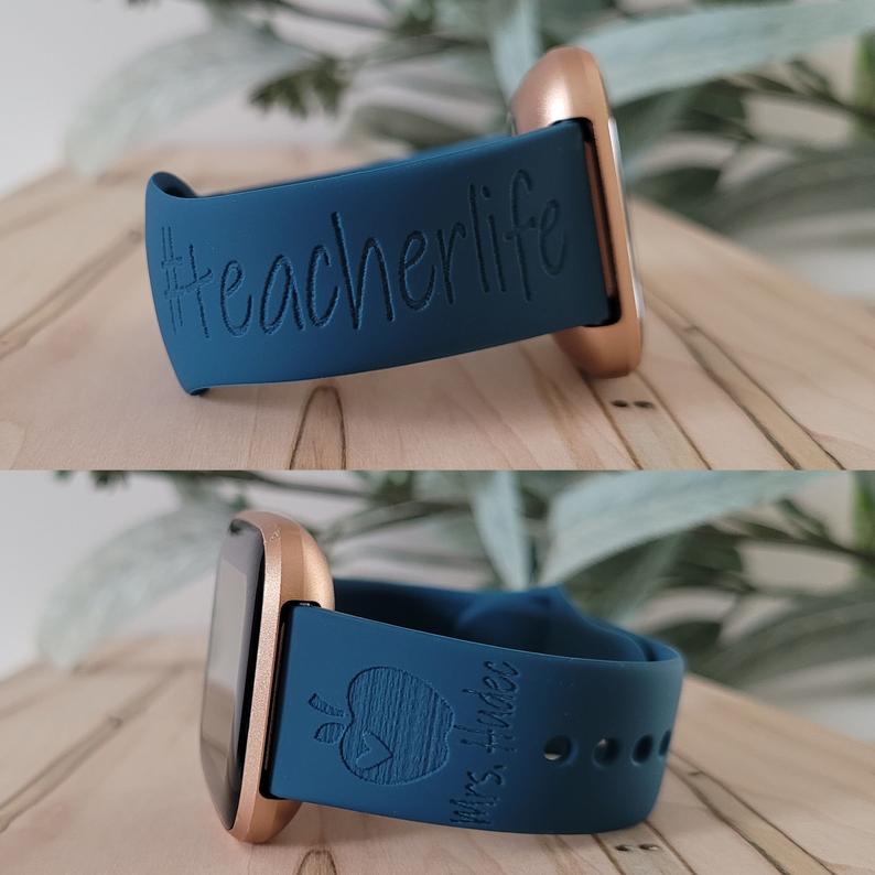 Engraved Silicone Watch Band TEACHER LIFE