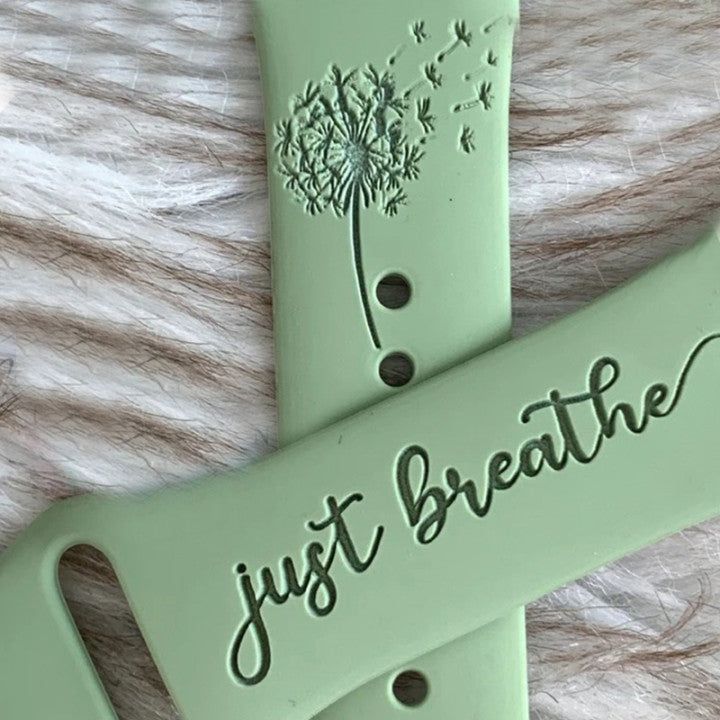 Just Breathe Dandelion Engraved Watch Band Silicone
