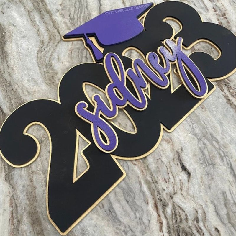2023 or 2024 Graduation Cap Sign, Personalized Name